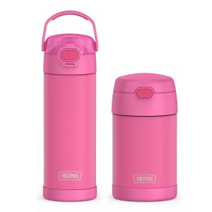 16oz FUNtainer Water Bottle with Locking Lid & Food Jar Bundle - Neon Pink